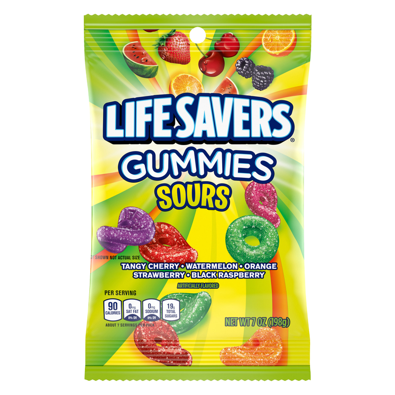 LIFE SAVERS Sour Gummy Candy Pack, Individually Wrapped Candy Bulk, Variety Flavors Box, 12 Bags of Sour Gummies