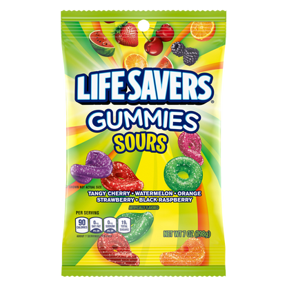 LIFE SAVERS Sour Gummy Candy Pack, Individually Wrapped Candy Bulk, Variety Flavors Box, 12 Bags of Sour Gummies