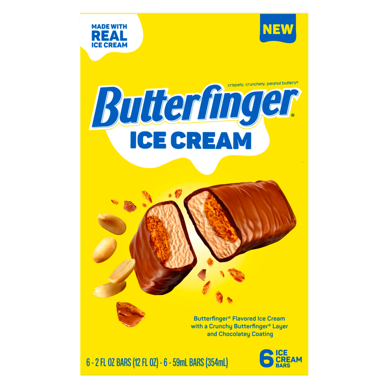 Butterfinger Ice Cream Bars, 6 Pack, Frozen Dessert