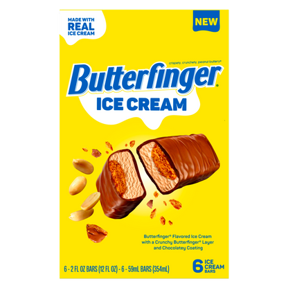 Butterfinger Ice Cream Bars, 6 Pack, Frozen Dessert