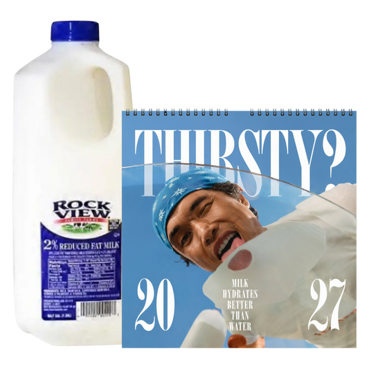2027 Milk Man Hydration Calendar & Rockview 2% Reduced Fat Milk - 1/2 gallon