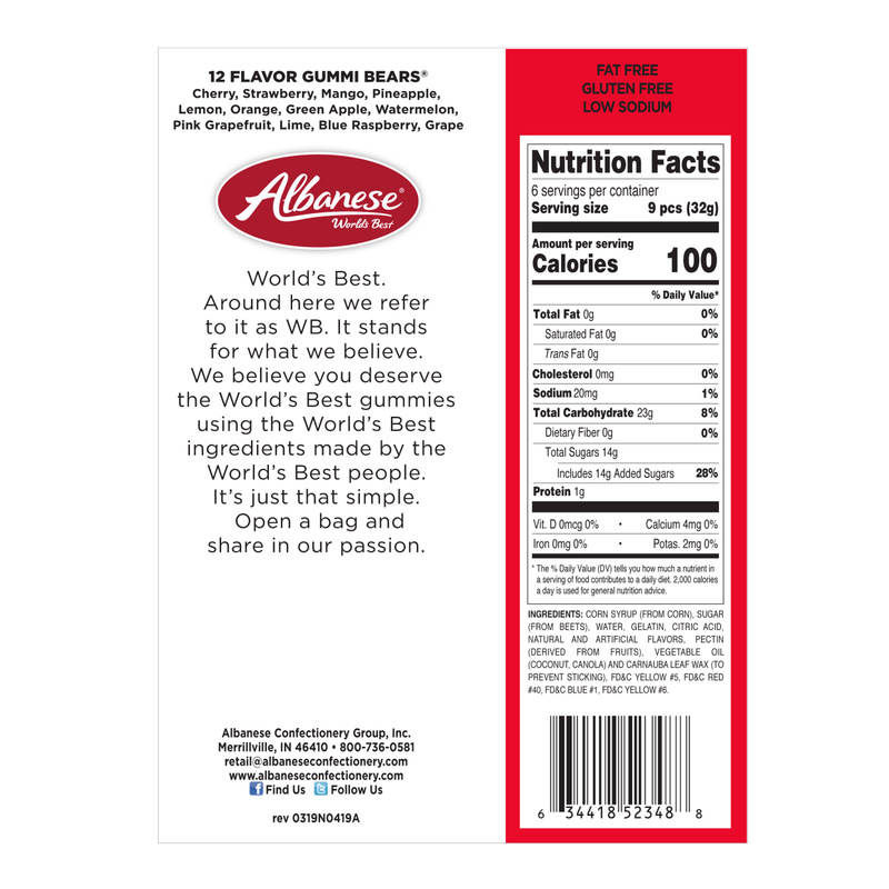 Albanese Confectionery 12 Flavor Gummi Bears 7.5oz