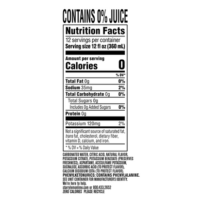 Starry Zero Sugar Lemon Lime 12pk 12oz Can
