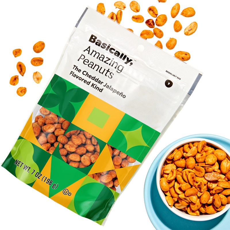 Basically, Cheddar Jalapeno Peanuts 7oz