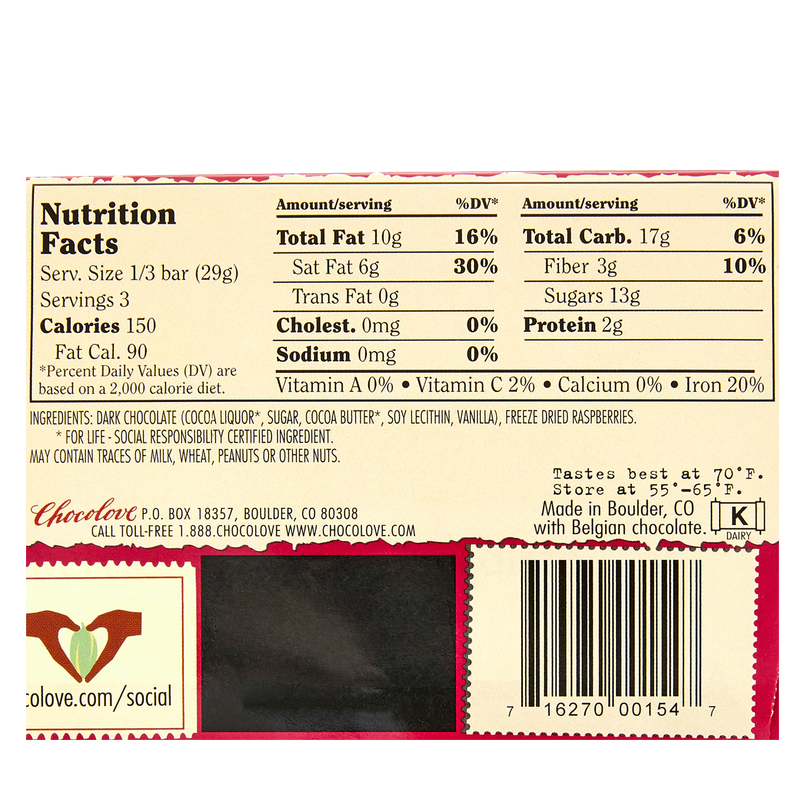 Chocolove Raspberry in Dark Chocolate 3.1oz