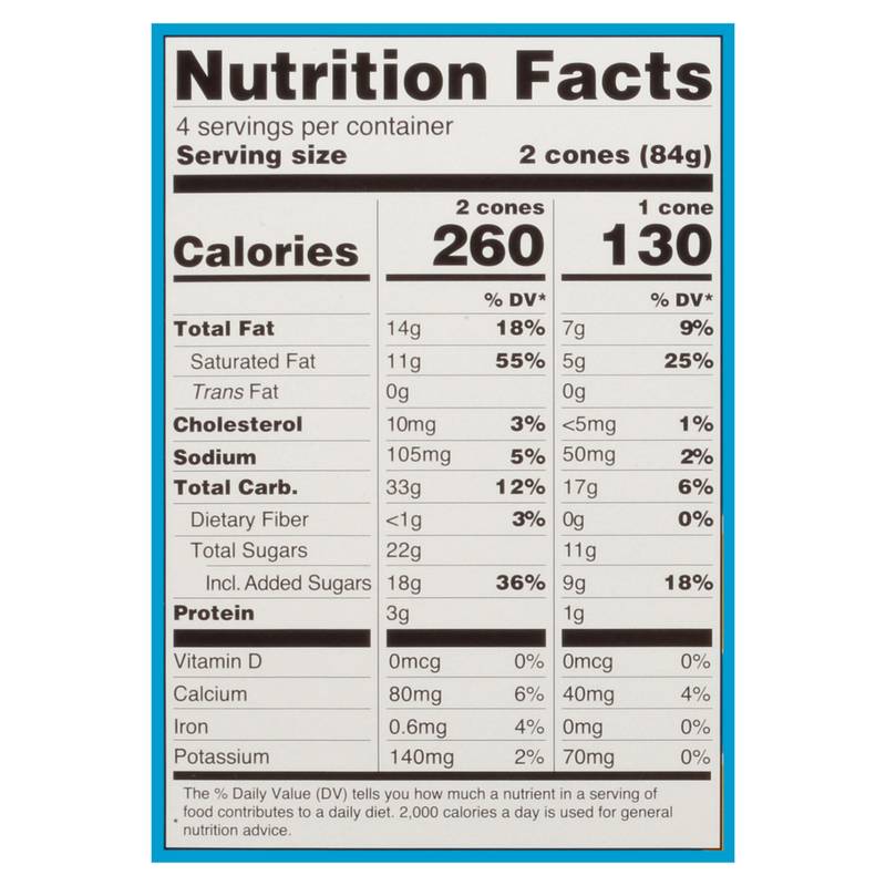 Blue Bunny Mini Swirls Vanilla Cones, Frozen Dessert, 8 Pack