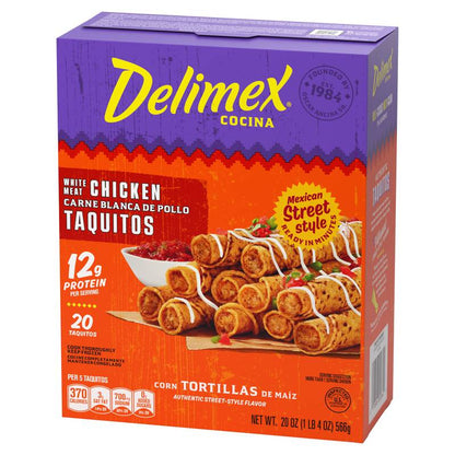 Delimex White Meat Chicken Taquitos Frozen Snacks, 20ct