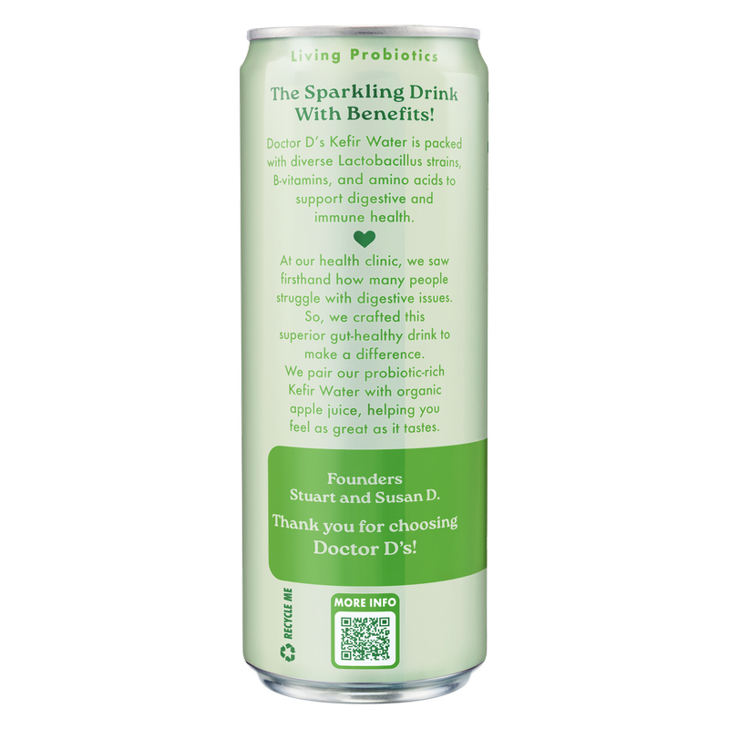 Doctor D's Organic Crisp Apple Sparkling Probiotic Drink 12oz Can
