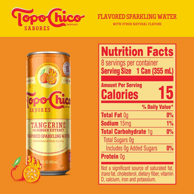 Topo Chico Sabores Tangerine with Ginger Extract Flavored Sparkling Water 8pk 12oz Can