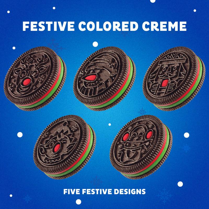 OREO Red and Green Festive Colored Creme Chocolate Sandwich Cookies, Limited Edition, 2.04 oz Snack Pack (4 Holiday Cookies)