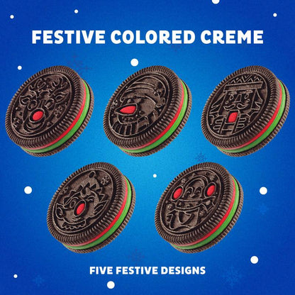 OREO Red and Green Festive Colored Creme Chocolate Sandwich Cookies, Limited Edition, 2.04 oz Snack Pack (4 Holiday Cookies)