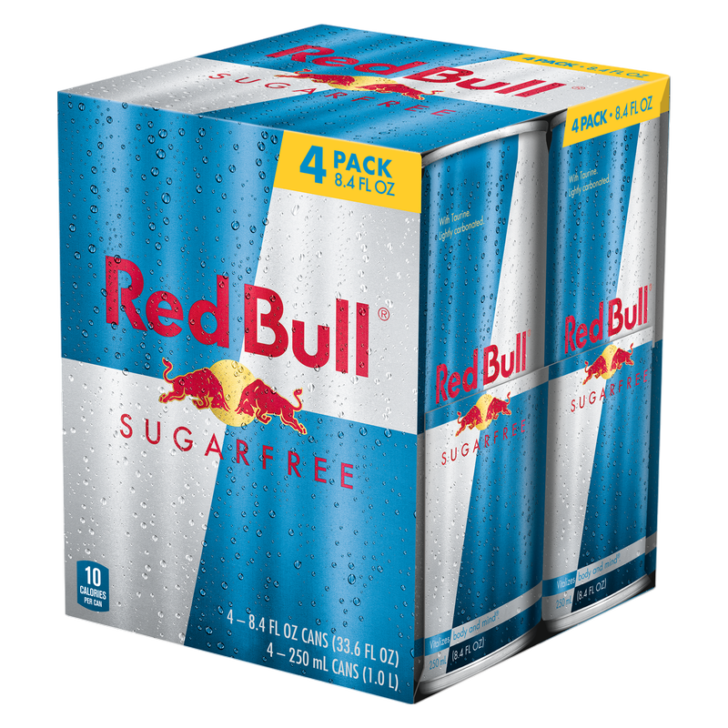 Red Bull Energy Drink Sugar Free 4pk 8.4oz Can- XL