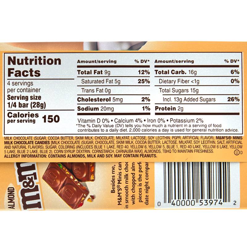M&M's Almond Milk Chocolate Bar 3.9oz