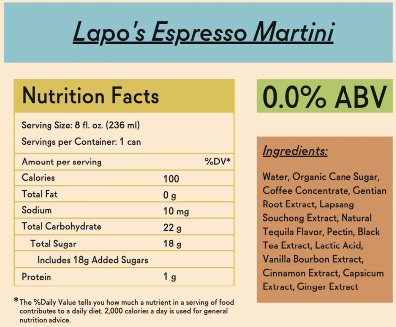 Lapo's Non Alcoholic Espresso Martini 4pk 8.4oz Can