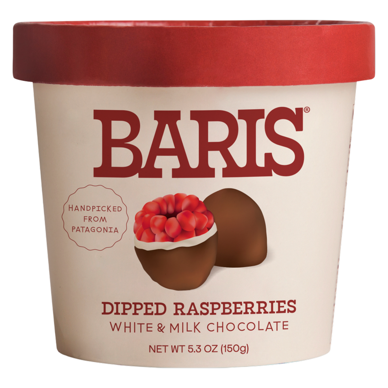 Baris Dipped Raspberries Double White & Milk Chocolate, 5.3oz
