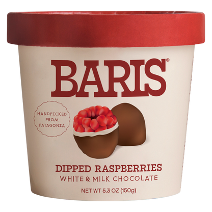 Baris Dipped Raspberries Double White & Milk Chocolate, 5.3oz