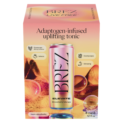 BREZ Elevate Strawberry Mango Uplifting Tonic 4pk 12oz Can
