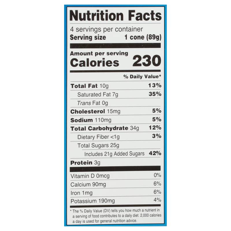 Blue Bunny Chocolate Vanilla Soft Cones, Frozen Dessert, 4 Pack