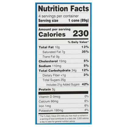 Blue Bunny Chocolate Vanilla Soft Cones, Frozen Dessert, 4 Pack