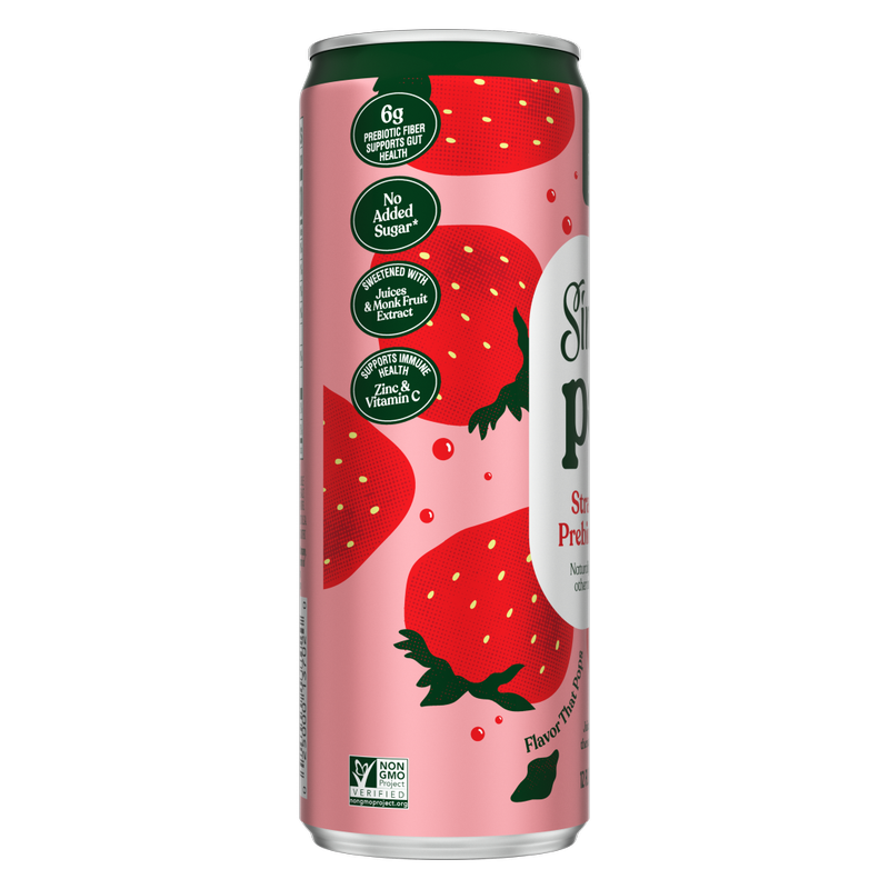 Simply Pop Strawberry Prebiotic Soda 12oz Can