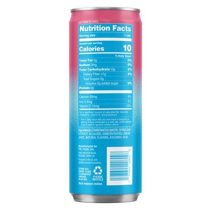 BLUwater Raspberry Yuzu Sparkling Spirulina Beverage 12oz Can