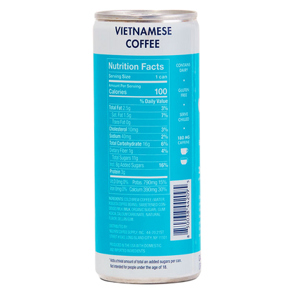 Nguyen Coffee Supply Condensed Milk Vietnamese Coffee Cold Brew 7.5oz Can