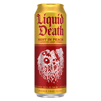 Liquid Death Iced Tea Rest in Peach 19.2 oz King Size Can