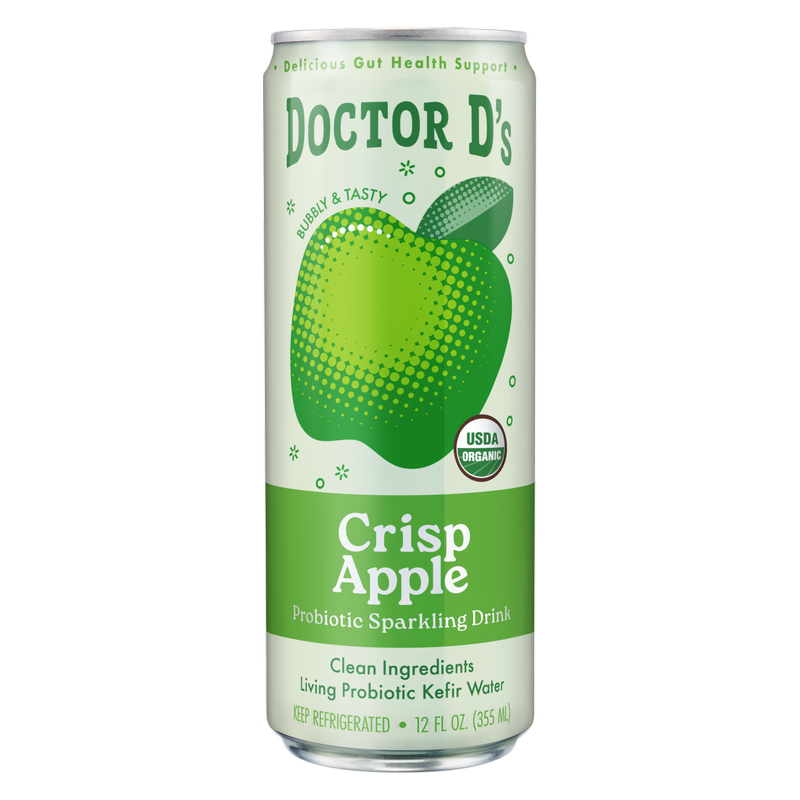 Doctor D's Organic Crisp Apple Sparkling Probiotic Drink 12oz Can