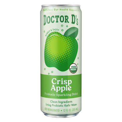 Doctor D's Organic Crisp Apple Sparkling Probiotic Drink 12oz Can