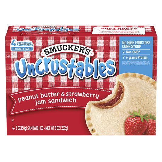 Smucker Uncrustables Peanut Butter & Strawberry Jam Frozen Sandwich 4ct