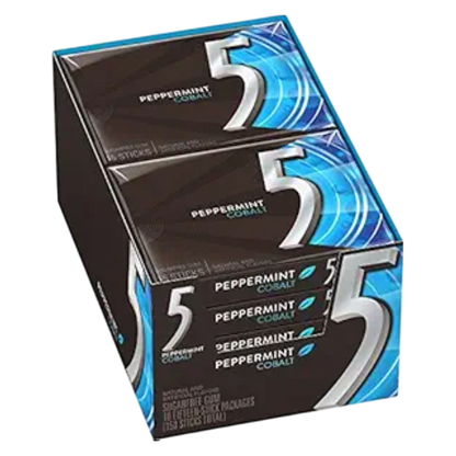 5 GUM Peppermint Cobalt Sugar Free Chewing Gum case 10 CT