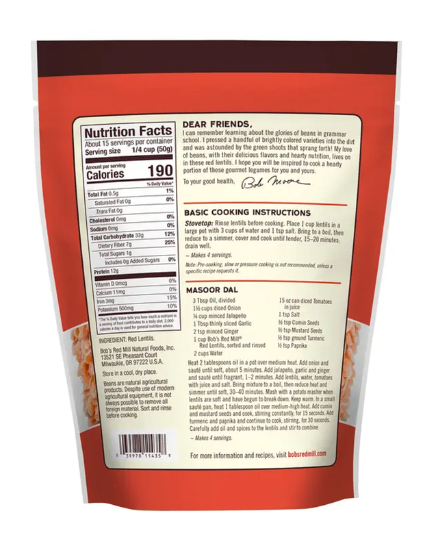 Bob's Red Mill Red Lentil Beans 27oz