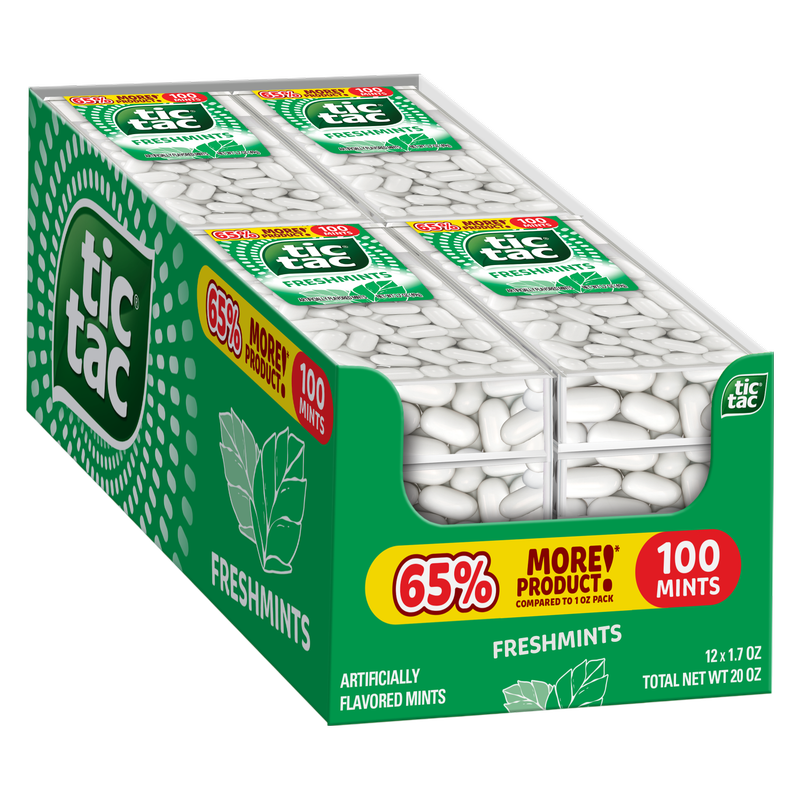 Tic Tac Freshmint Breath Mints, Bulk 12 Pack, On-The-Go Refreshment, 1.7 oz Each