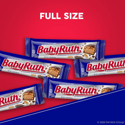 Baby Ruth Chocolatey, Peanut, Caramel, Nougat, Full Size Candy Bar, 1.9 oz