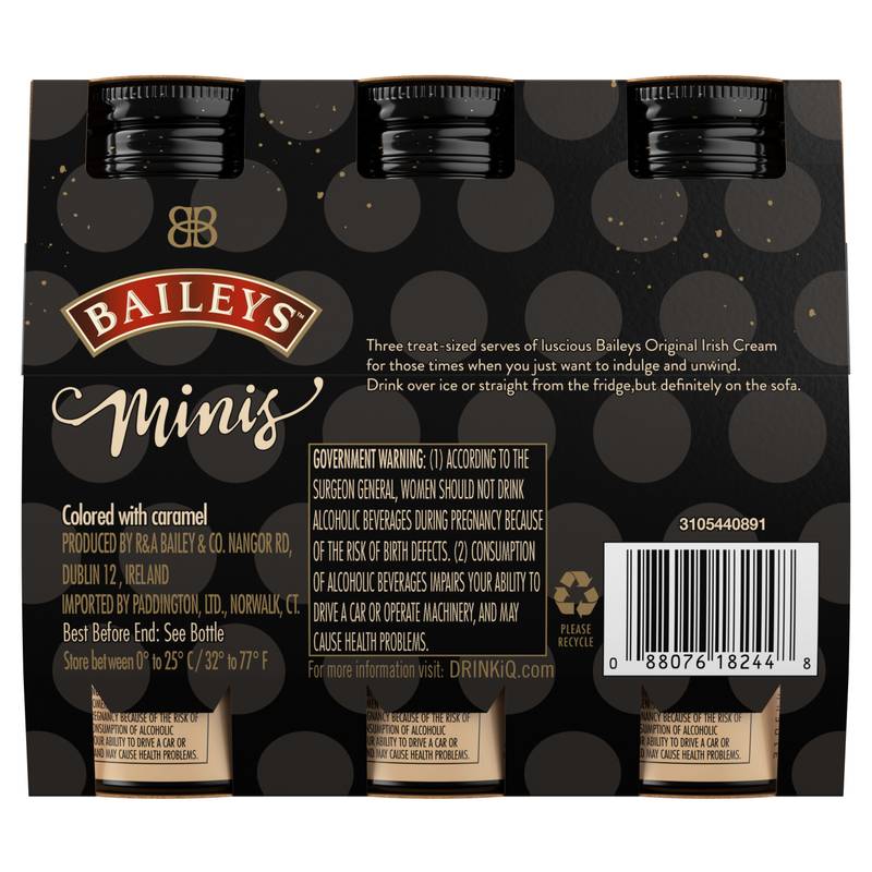 Baileys Minis The Original Irish Cream Liqueur, 100 mL (3 Pack)