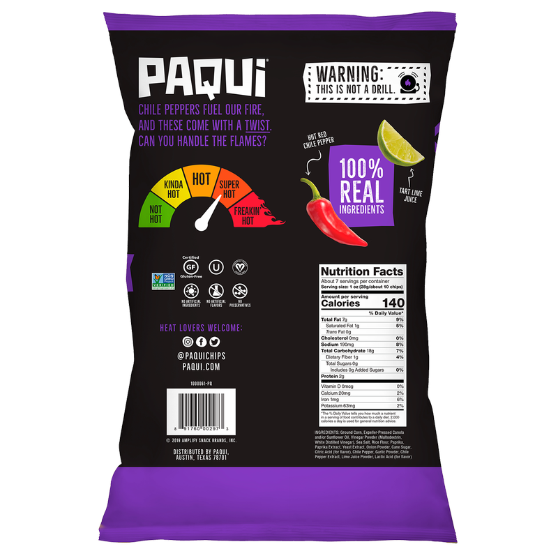 Paqui Fiery Chile Limon Chips 7oz