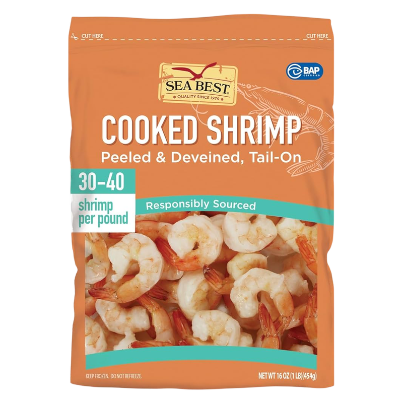Sea Best Cooked / Peeled Shrimp (Frozen, 30-40ct) - 16oz