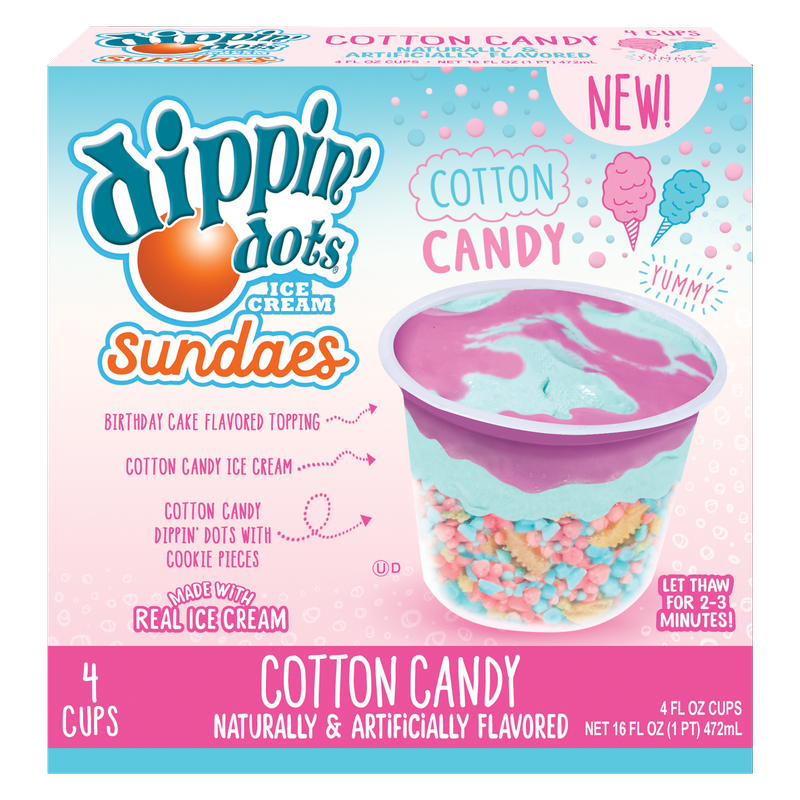 Dippin' Dots Cotton Candy Ice Cream Sundae Cups 4ct