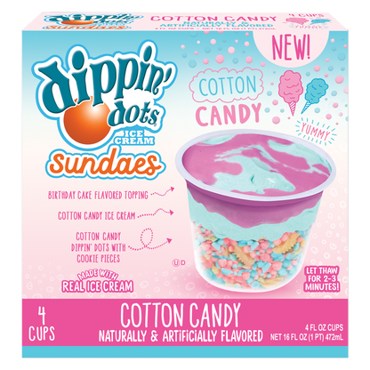Dippin' Dots Cotton Candy Ice Cream Sundae Cups 4ct