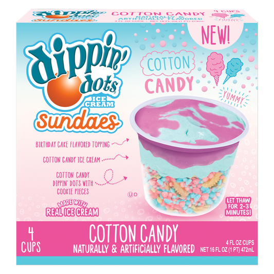 Dippin' Dots Cotton Candy Ice Cream Sundae Cups 4ct