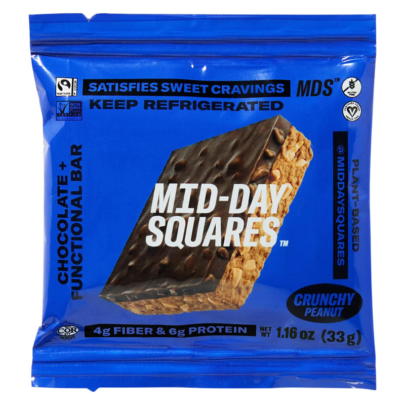Mid-Day Squares Crunchy Peanut Functional Snack Bar, 1.03oz