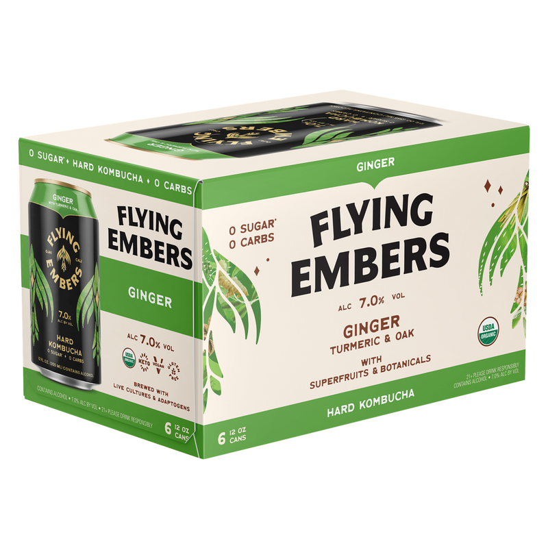 Flying Embers Ginger Hard Kombucha 6pk 12oz Can 7.0% ABV