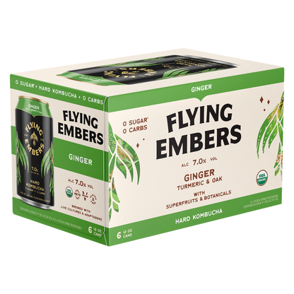 Flying Embers Ginger Hard Kombucha 6pk 12oz Can 7.0% ABV