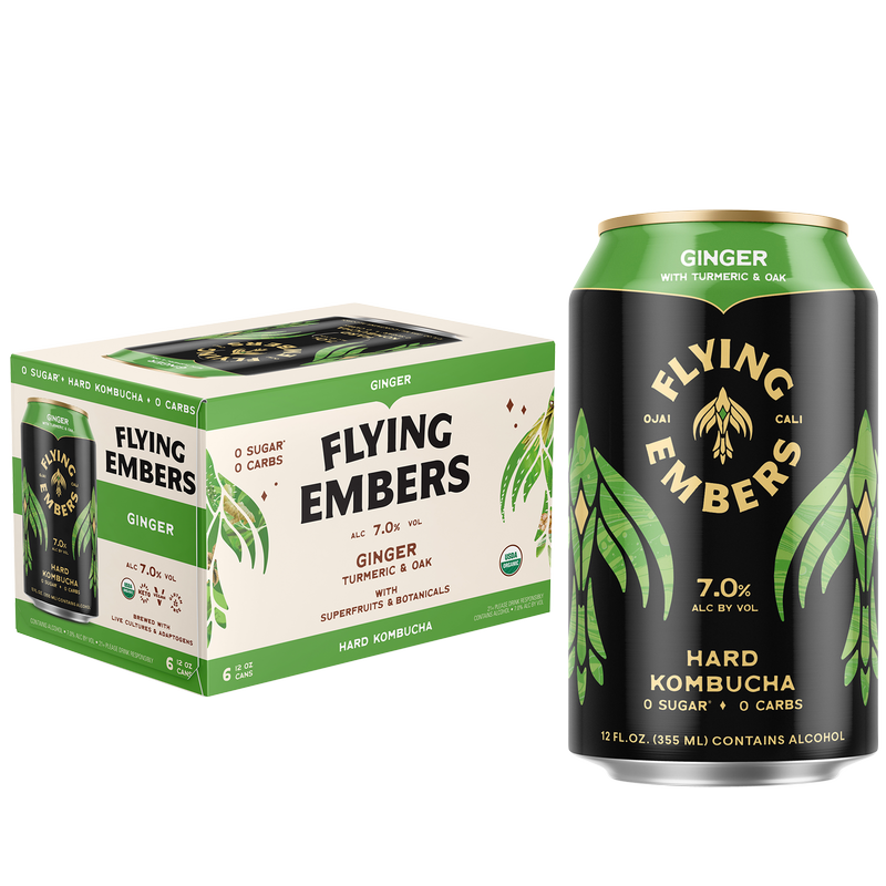 Flying Embers Ginger Hard Kombucha 6pk 12oz Can 7.0% ABV