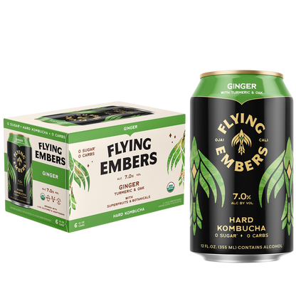 Flying Embers Ginger Hard Kombucha 6pk 12oz Can 7.0% ABV