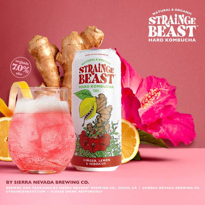 Strainge Beast Hard Kombucha Ginger Lemon Hibiscus 6pk 12oz Can