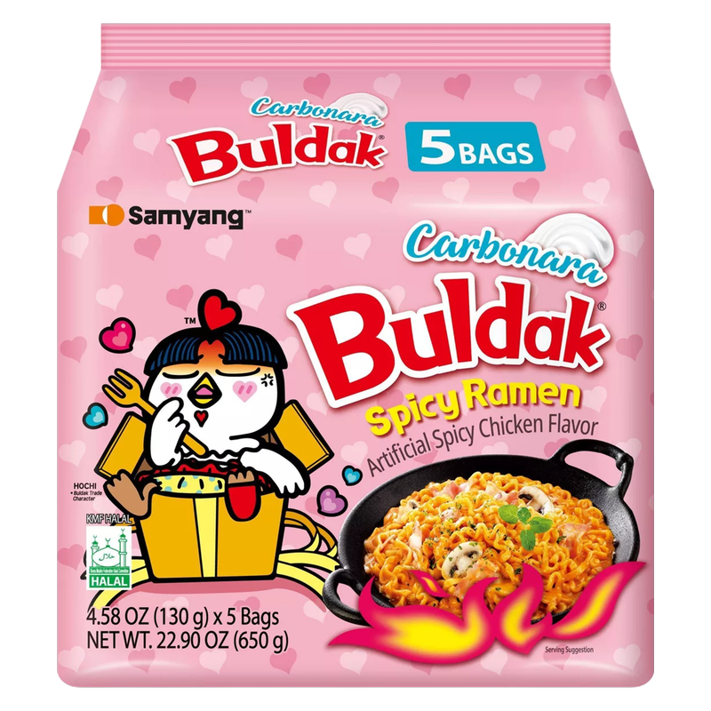 Buldak Samyang Spicy Chicken Carbonara Ramen, 5ct.