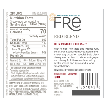 Sutter Home FRE Alcohol-Removed Red Blend 750ml