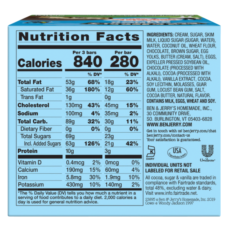 Ben & Jerry's Chocolate Chip Cookie Dough Pint Slices 3ct 9oz