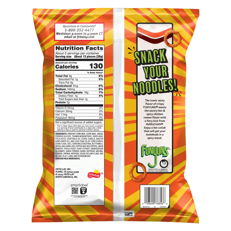 Funyuns Maruchan Hot & Spicy Chicken Ramen Flavored 5.25oz
